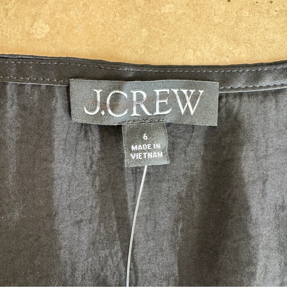 J Crew Black V Neck Short Cap Sleeve Knee Length Slip Dress Womens Size 6 - Picture 13 of 15